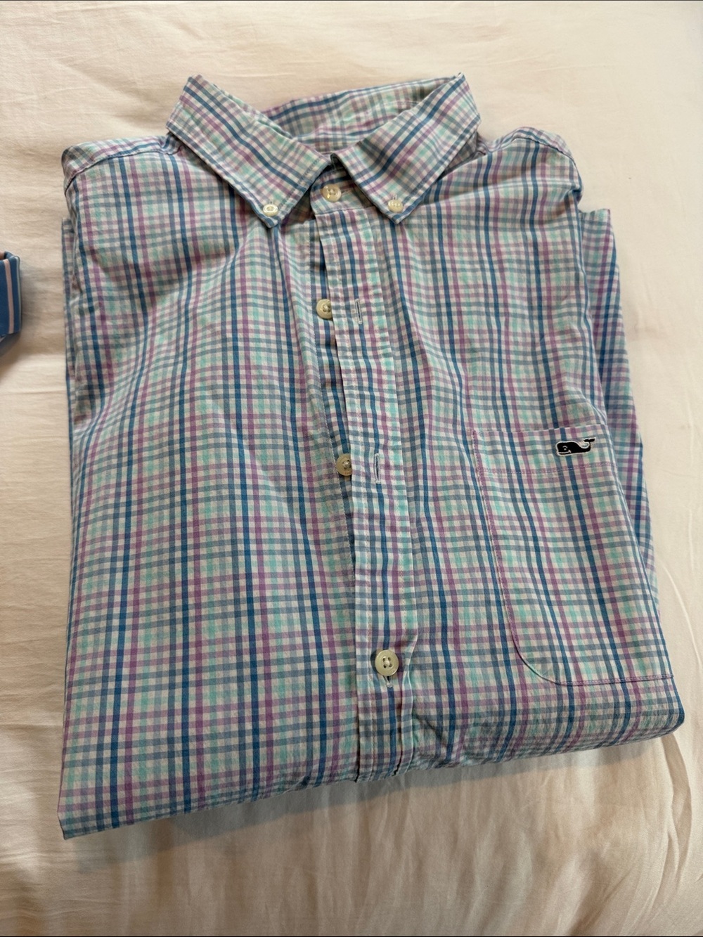 Vineyard Vines Men's Plaid Button-Down Shirt in Blue and Purple